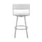 Armen Living Capri 26" Swivel White Faux Leather and Silver Metal Bar Stool LCCPBASLWH26 - alternate 9